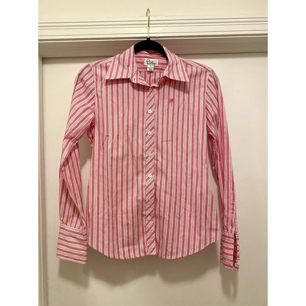 Y2K Lilly Pulitzer Button Down Shirt Size 0 Coastal Preppy Old Money striped
